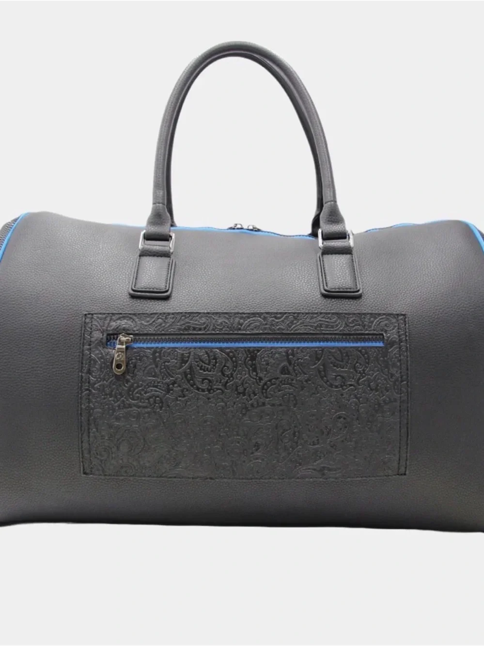 Robert Graham Black Leather Weekender Convertible Duffel Bag