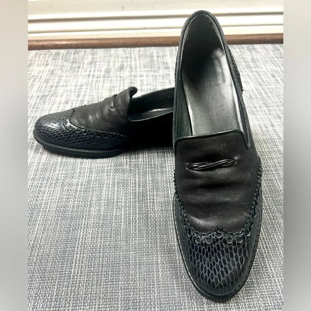 Stuart Weitzman Black Leather Loafers