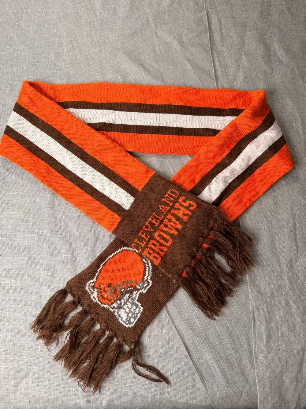 Cleveland Browns NFL Scarf Orange Brown Fringe Football Fan Winter