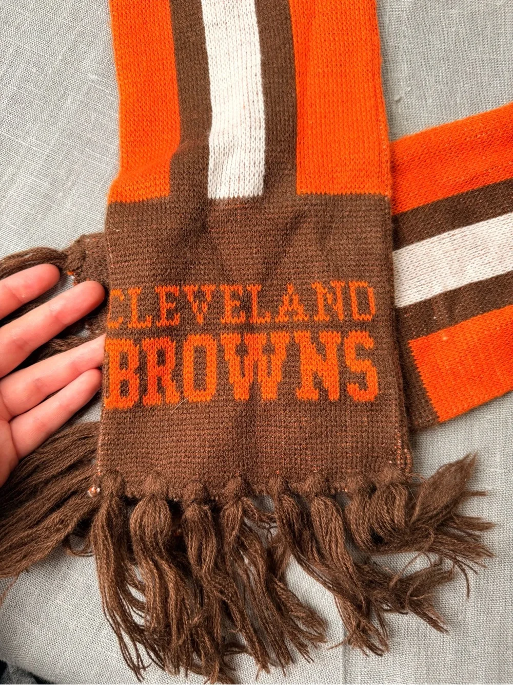 Cleveland Browns NFL Scarf Orange Brown Fringe Football Fan Winter