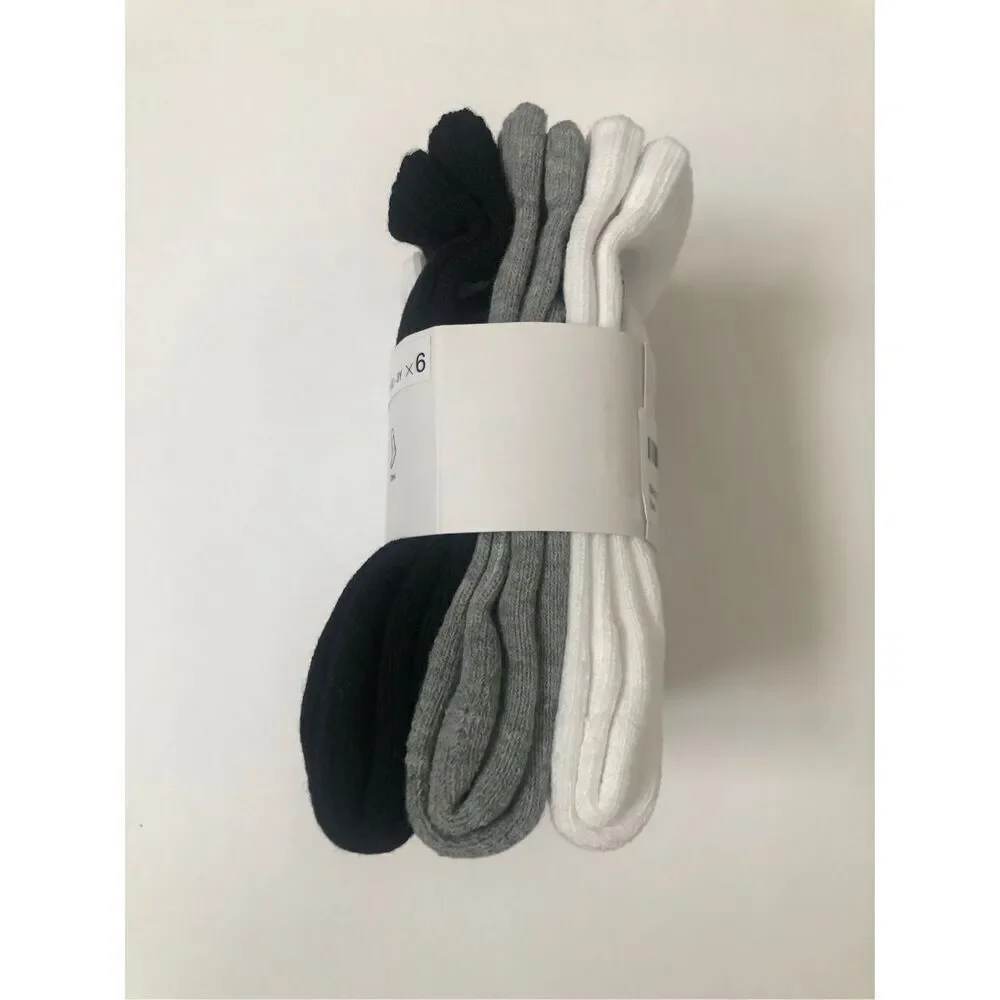 Nike Boys Cushioned Crew Socks 6 Pack (Grey/White/Black) size 10C- 3Y