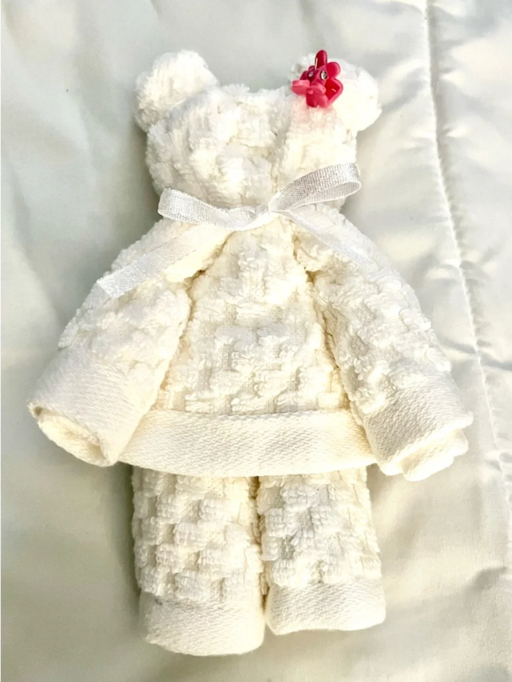 Better‎ Homes And Gardens Cream Plush Bear Outfit with Pink Flower Clip