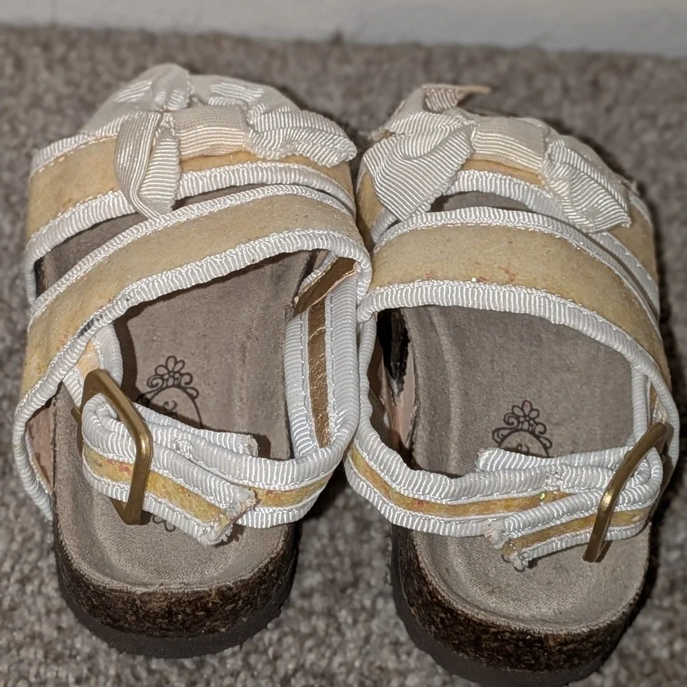 Joyfolie Baby‎ Girls Sparkle Bow Cork Footbed Sandals Baby Size 4 NEW