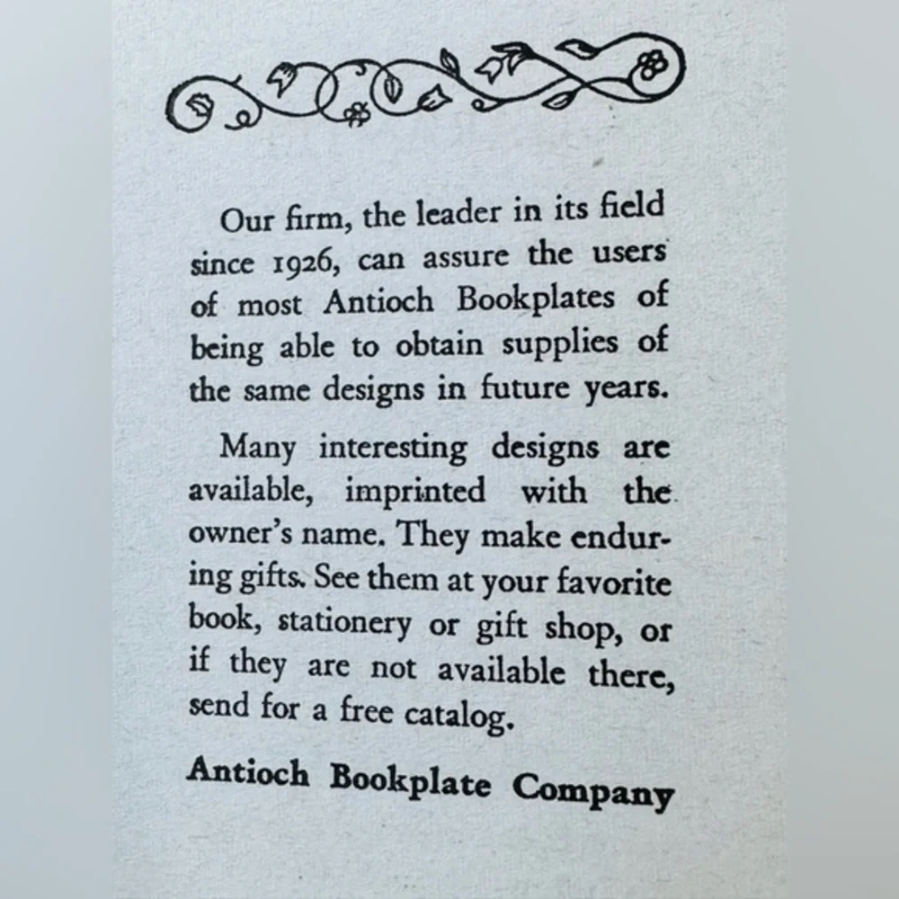Antioch Bookplate Company questions leave