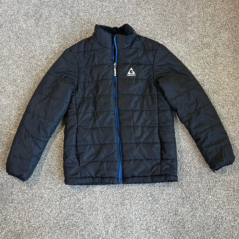 Gerry Boys Youth Black Blue Puffer Zip‎ Up Winter Jacket, Size Large
