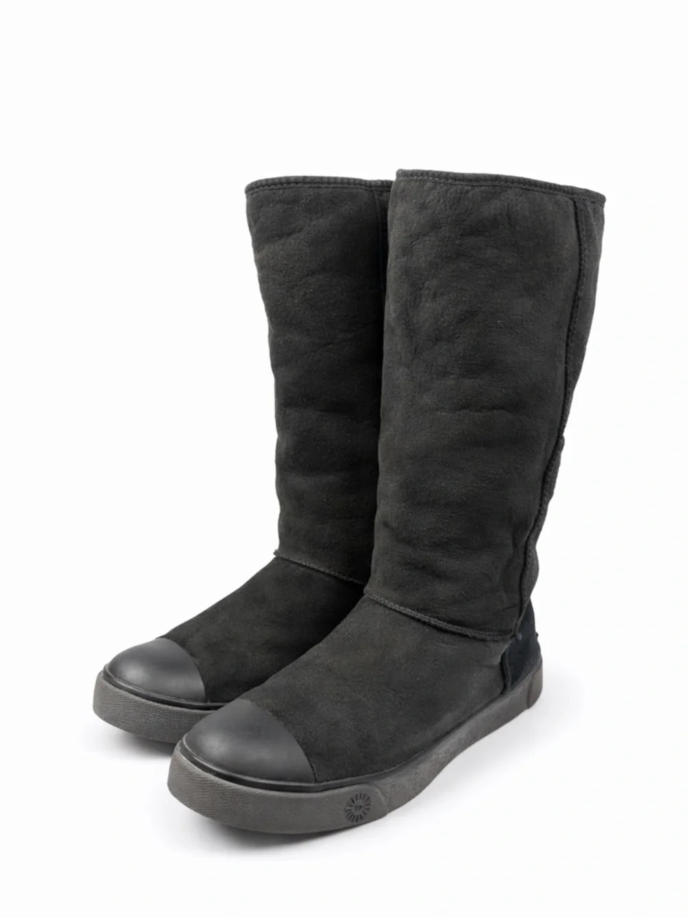 UGG Black Tall Cap Toe Boots Women's 9.5 Shearling‎ Winter