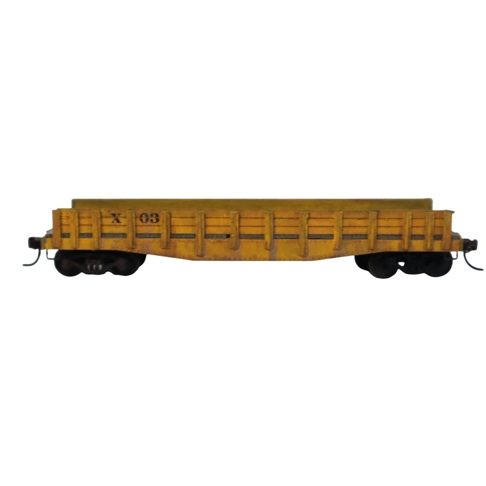 HO Scale Low Side Gondola Freight Car Yellow Weathered X 03 Kadee Couplers