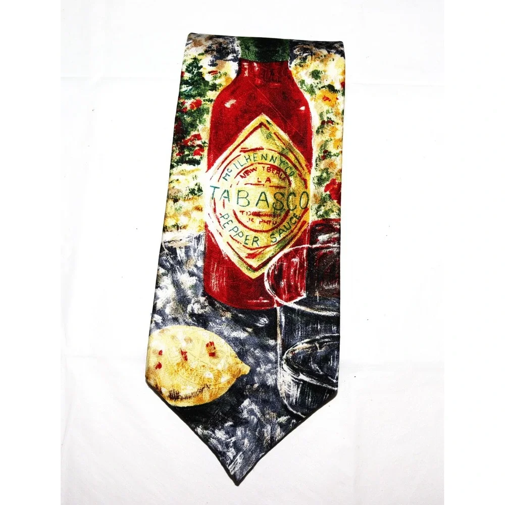 Tabasco‎ Men's Tabasco Sauce Abstract Print Silk Neck Tie