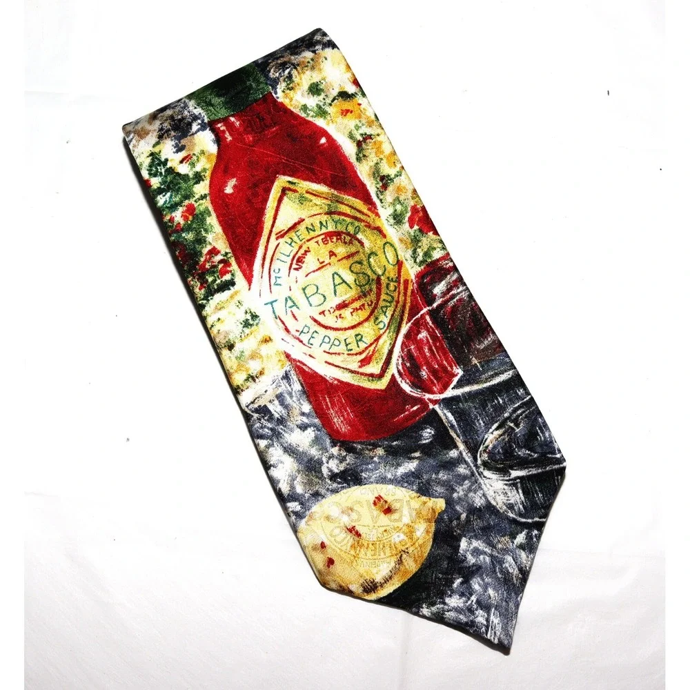 Tabasco‎ Men's Tabasco Sauce Abstract Print Silk Neck Tie