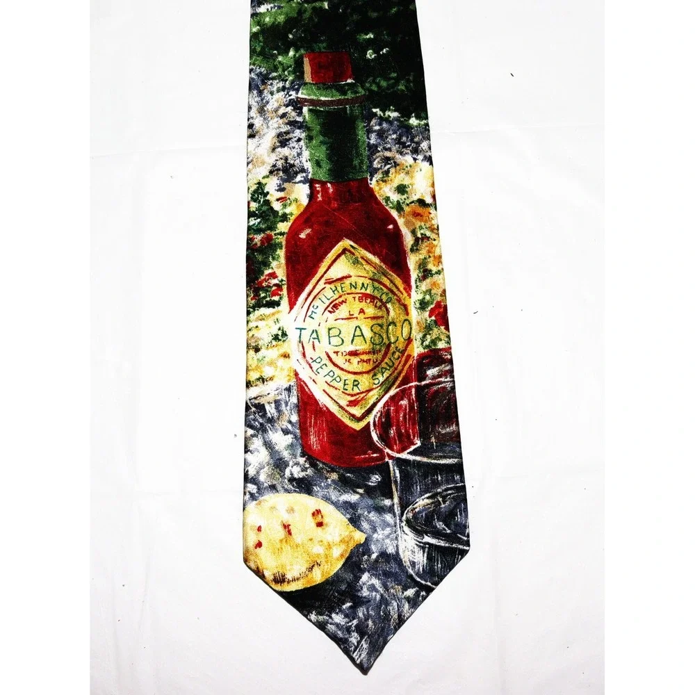Tabasco‎ Men's Tabasco Sauce Abstract Print Silk Neck Tie