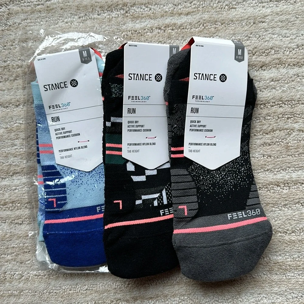3 Pairs of Stance Socks Feel 360 Run Performance Socks Tab Ankle Height Medium