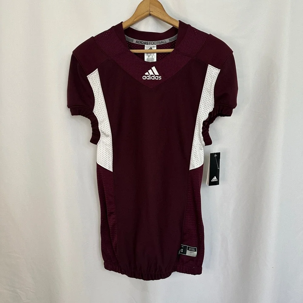 New Adidas Techfit Hyped Football Jersey Maroon White Athletic‎ Top Mens Small