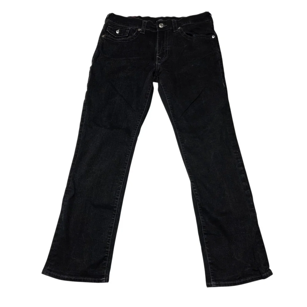 True Religion Ricky Jeans Mens 36 Black Relaxed Straight Denim Y2K Streetwear