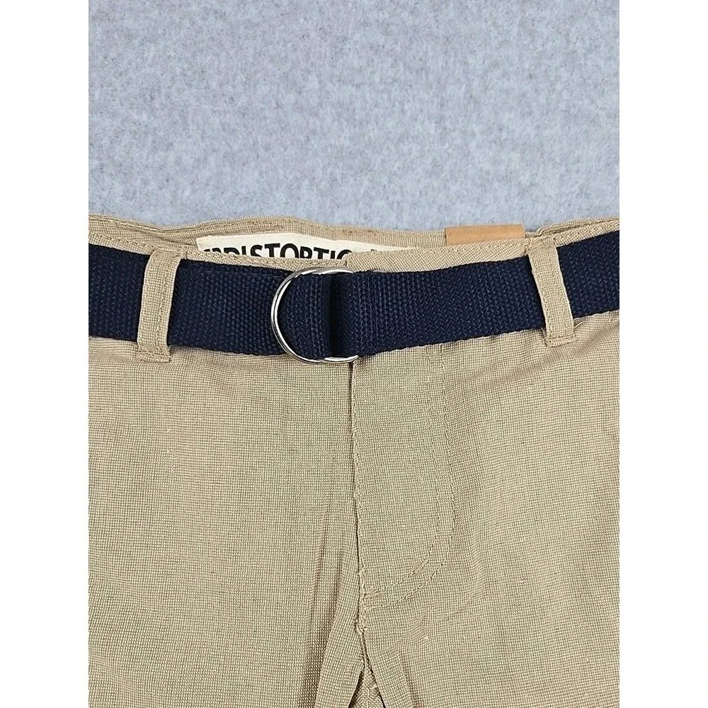 Distortion Short Boys Size 4 Chino Shorts with‎ Belt Bermuda Khaki NWT