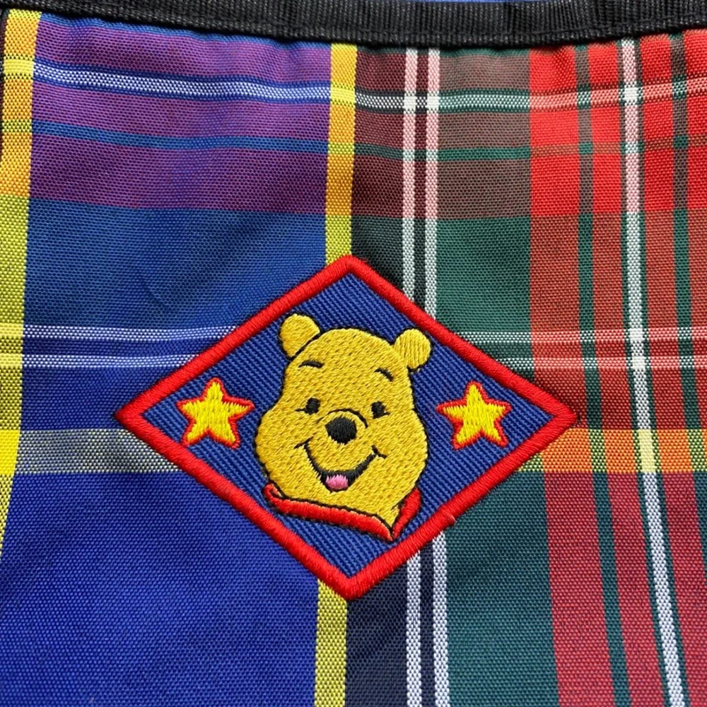 VTG Vintage Winnie the Pooh Mini Backpack‎ – Blue & Tartan Plaid – 90s Disney