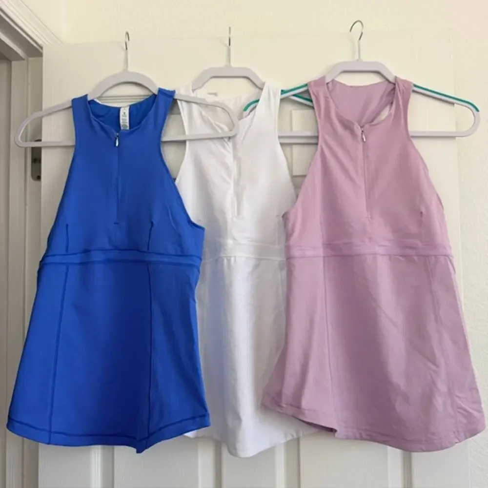 Lululemon Lot of 3 Cycling Zippy Run Tanks High Neck Zip Up Shelf Bra Women's 8