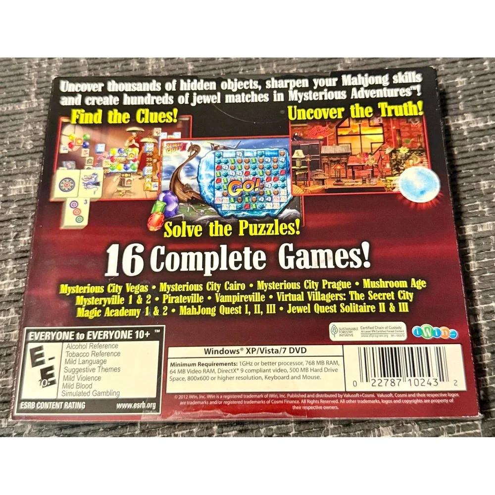 iWin Mysterious Adventures PC Game 16 Complete Games New Sealed Hidden Object