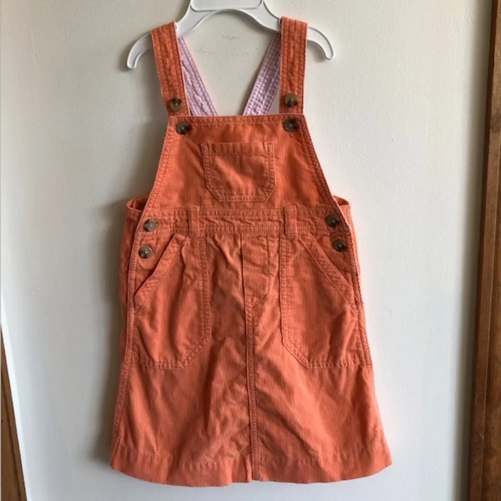 RALPH LAUREN Y2K Corduroy Orange Overall Jumper Dress 4