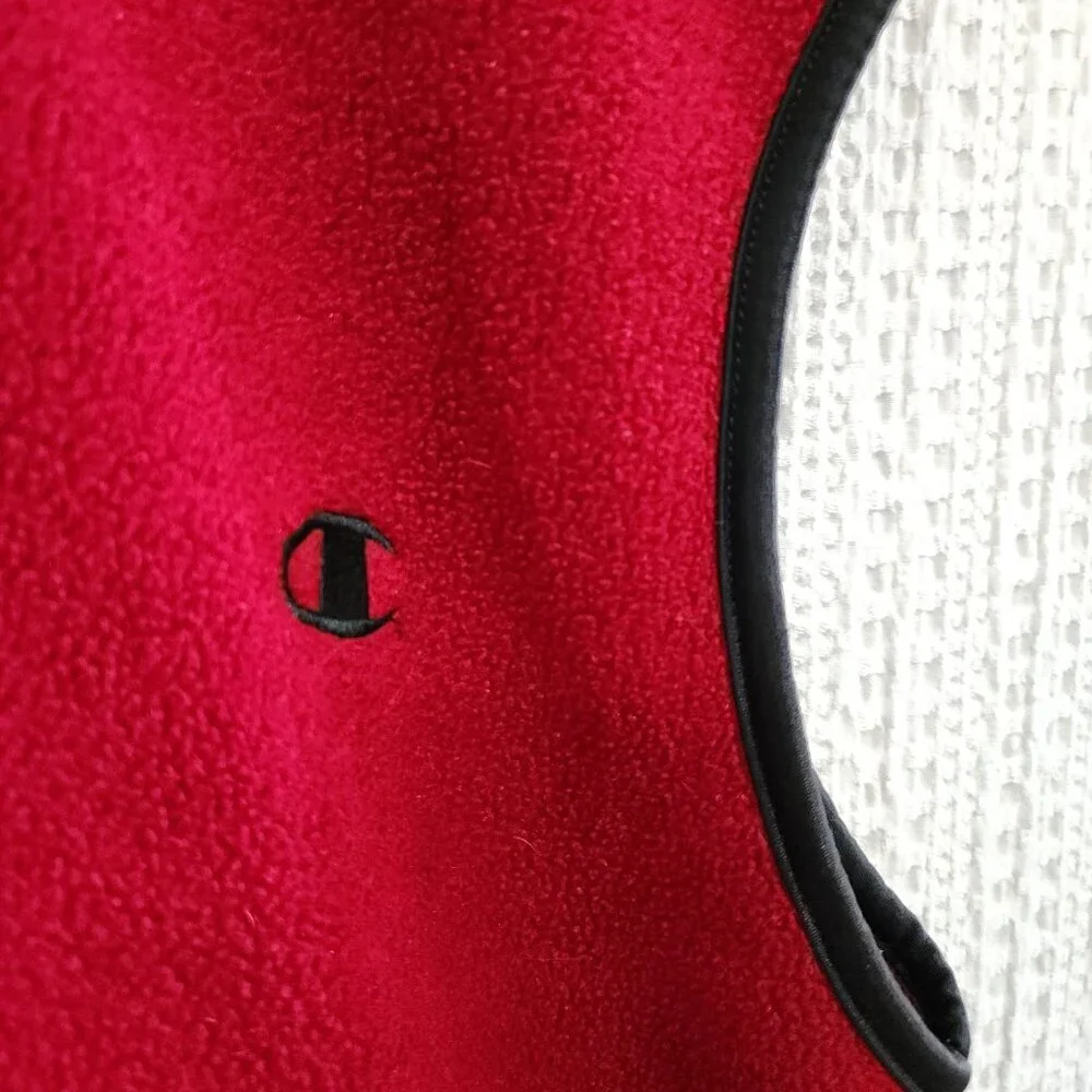 Vintage 90s Champion Red Fleece Vest Full Zip Pockets Mens Size XL Gorpcore