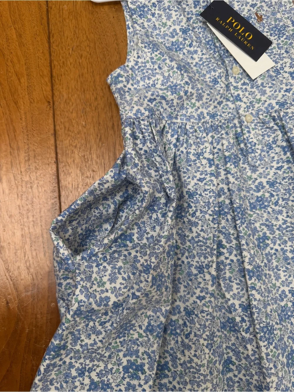 Ralph Lauren Blue Floral Sleeveless Peter Pan Collar Dress Girls Size 6 NWT