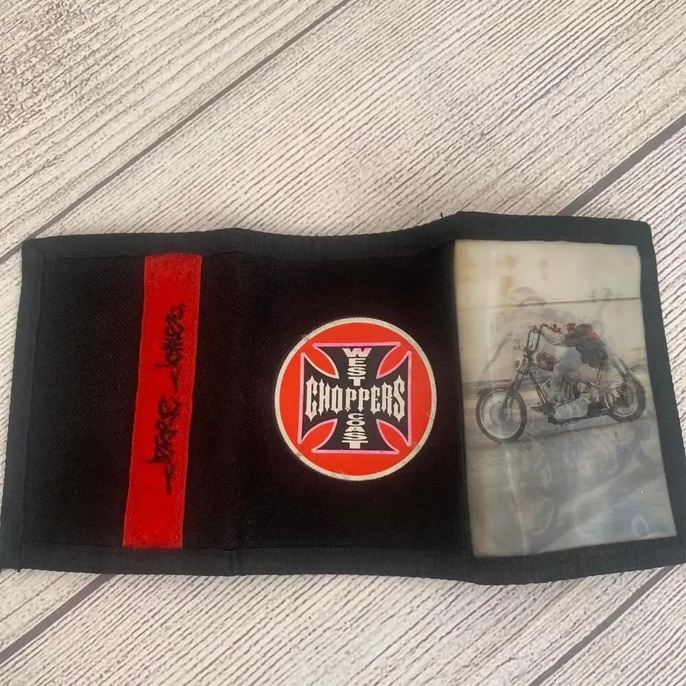 Vintage west coast choppers holographic trifold wallet Y2K