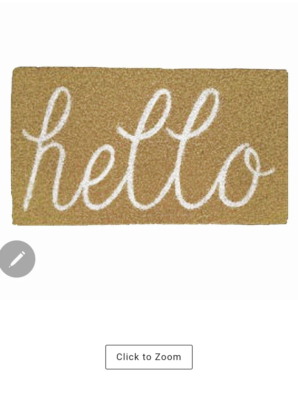 'Hello' Coir Doormat in Natural with White Script