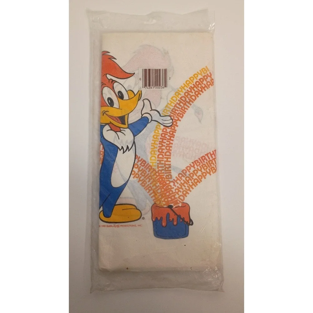 1981 Vintage Party Place Woody Woodpecker Paper Table Cover 54x96