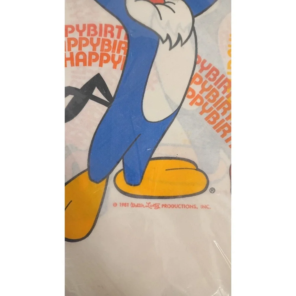 1981 Vintage Party Place Woody Woodpecker Paper Table Cover 54x96
