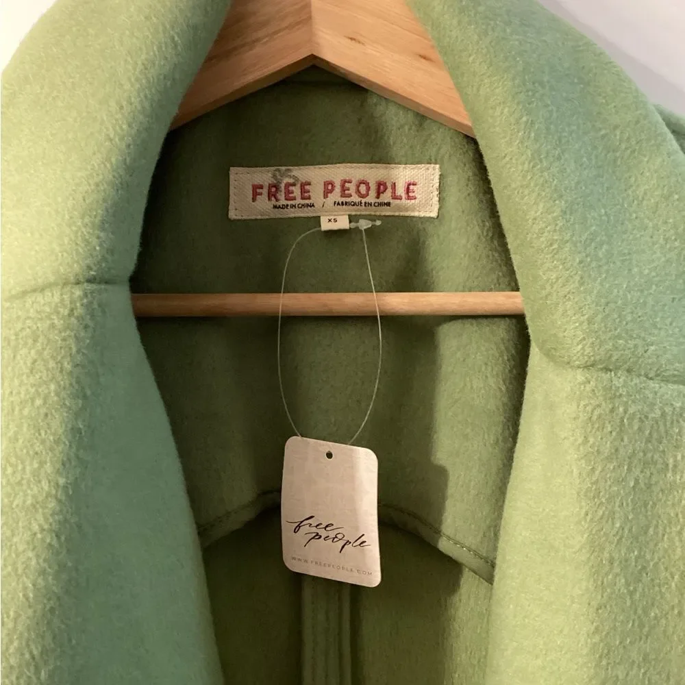 Free People Mari Solid Blazer Peacoat Double Breasted Textured‎ Oversized Coat