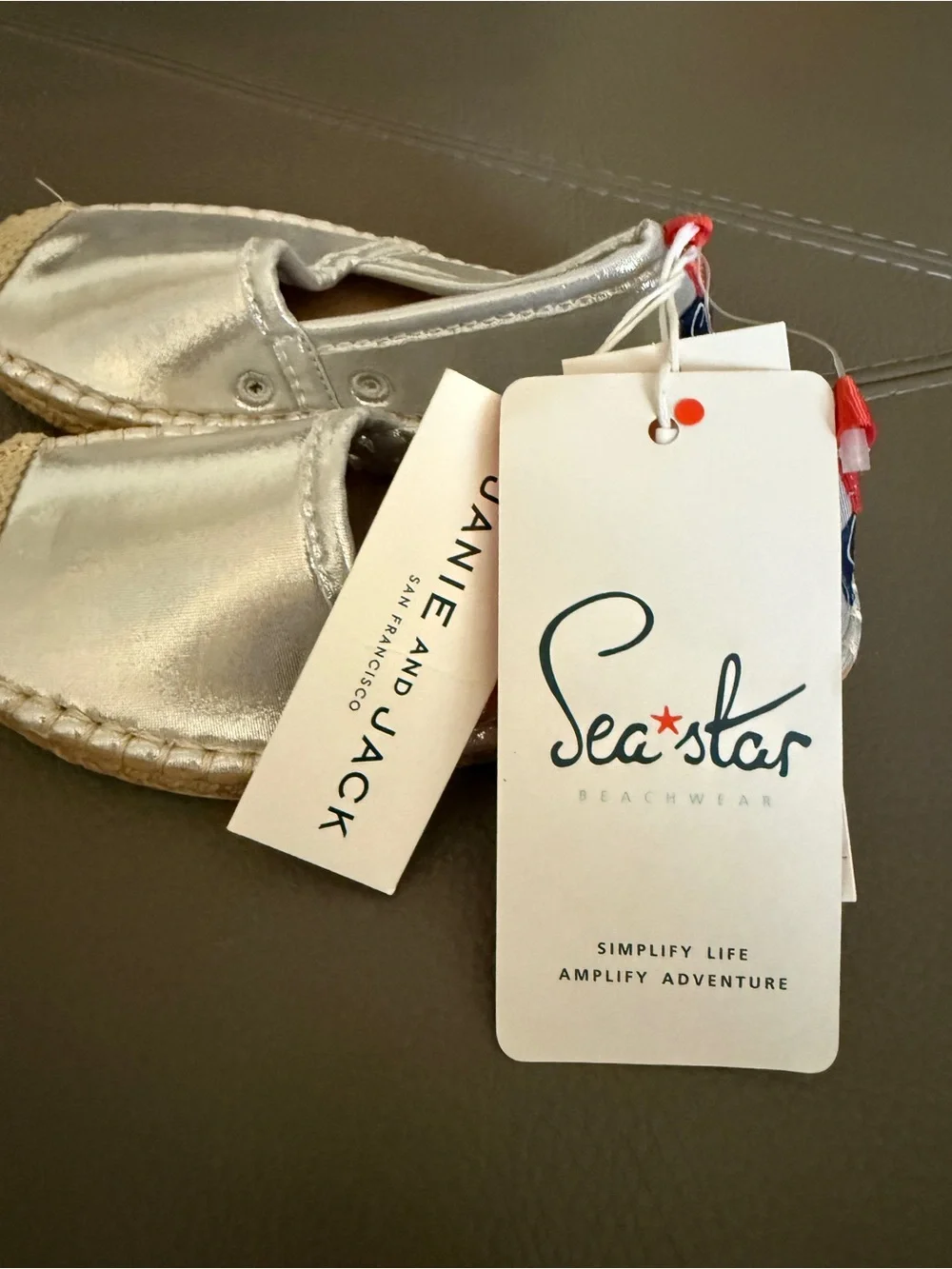Toddler girl 9T Silver Espadrilles water wear Janie and Jack sea star