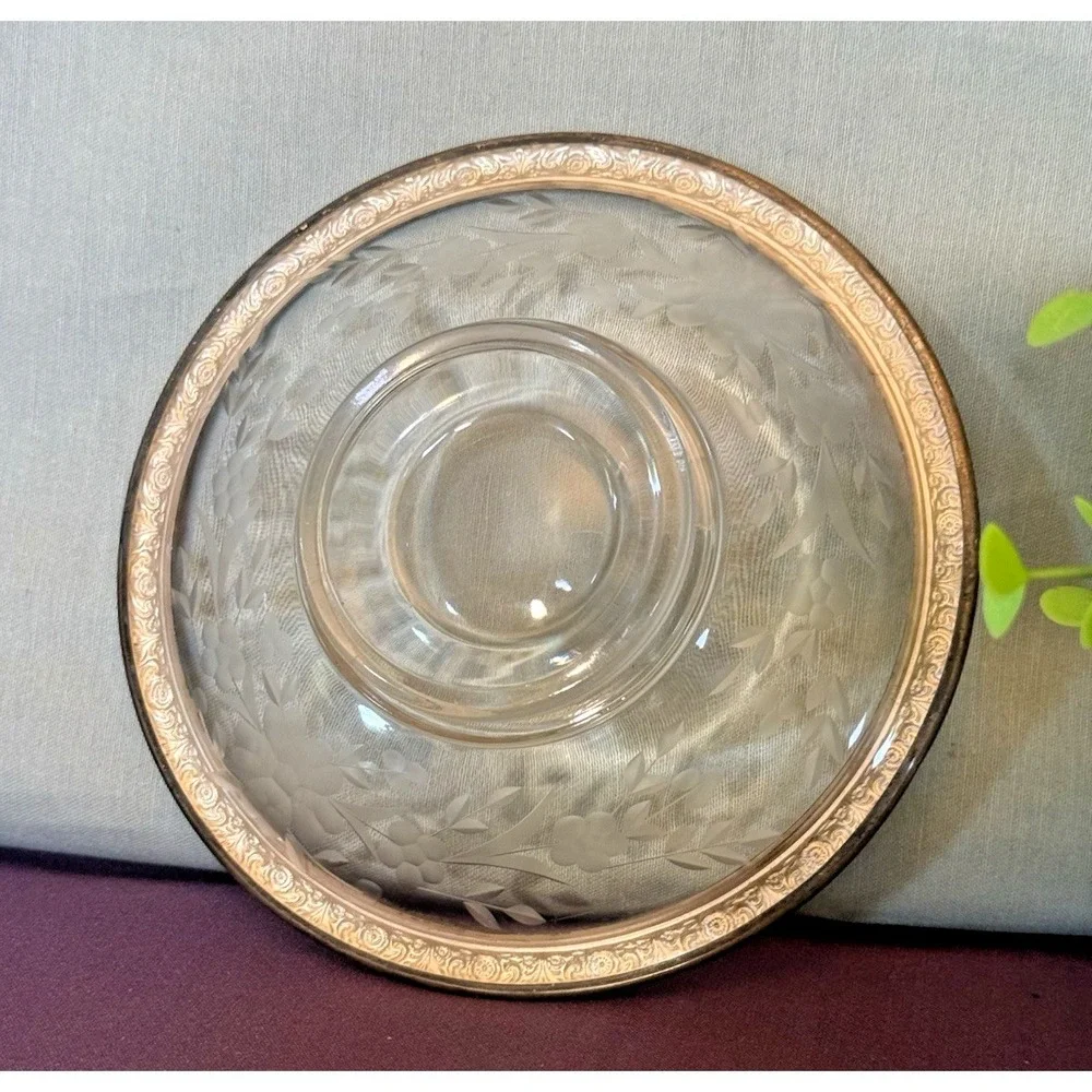 International Silver Prelude Sterling on Cut Glass Candy Dish 6