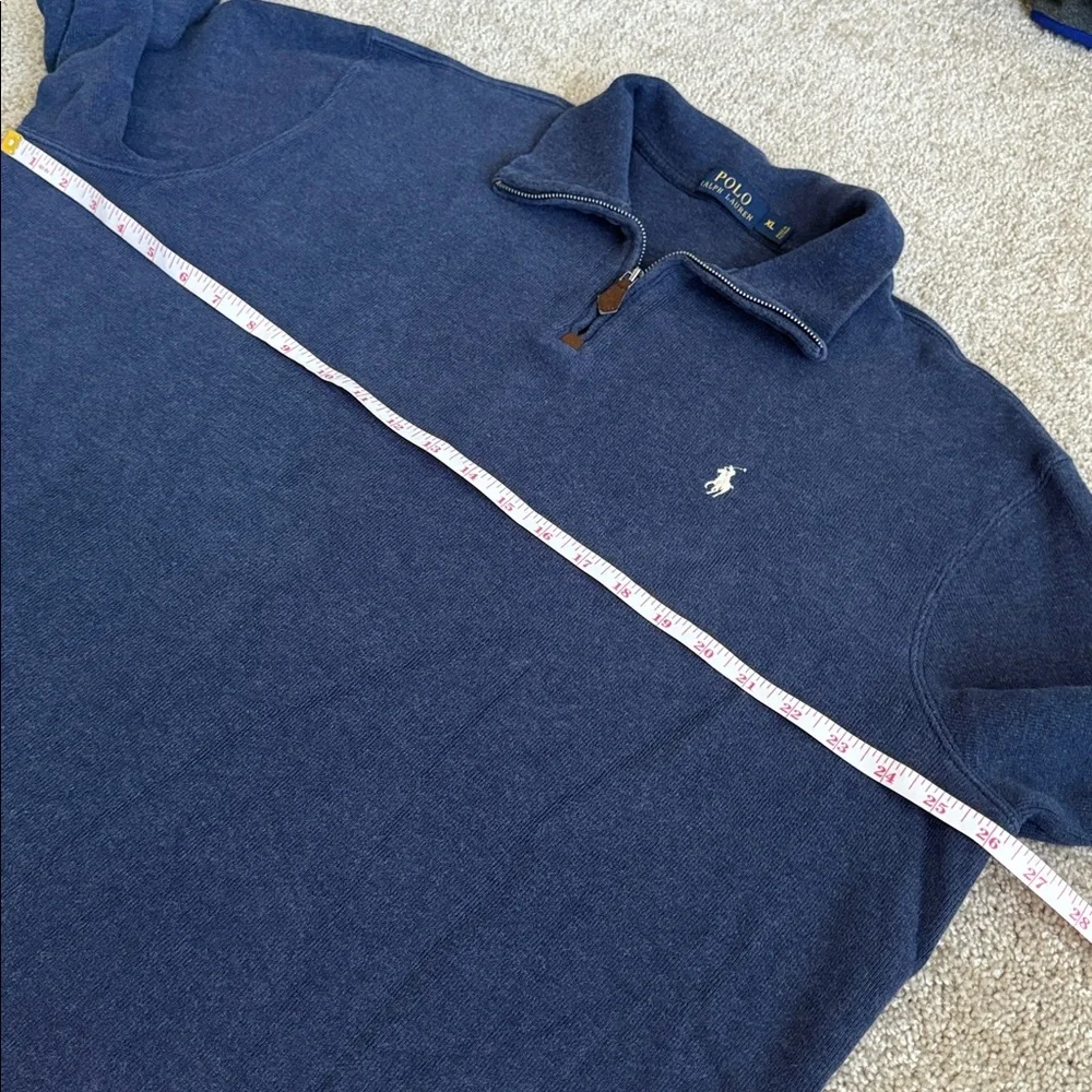 Polo Ralph Lauren Quarter Zip Cotton Navy Blue Sweater Polo Long Sleeve Shirt