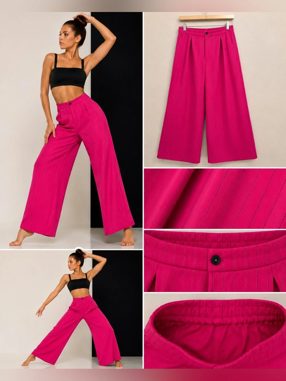 Kelle Hot Pink Pinstripe wide leg Pants Solo Dance Costume XLA Adlt Contemporary