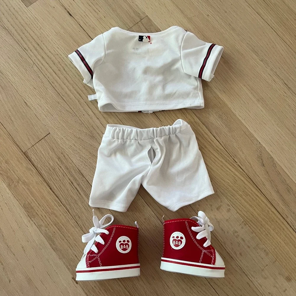 Build A Bear MLB Atlanta Braves Baseball Uniform Jersey‎ Pants Shoes Set