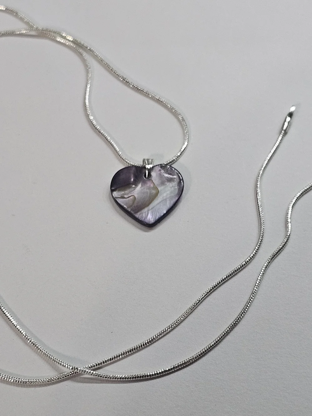 Iridescent Purple Heart Shell Pendant Necklace