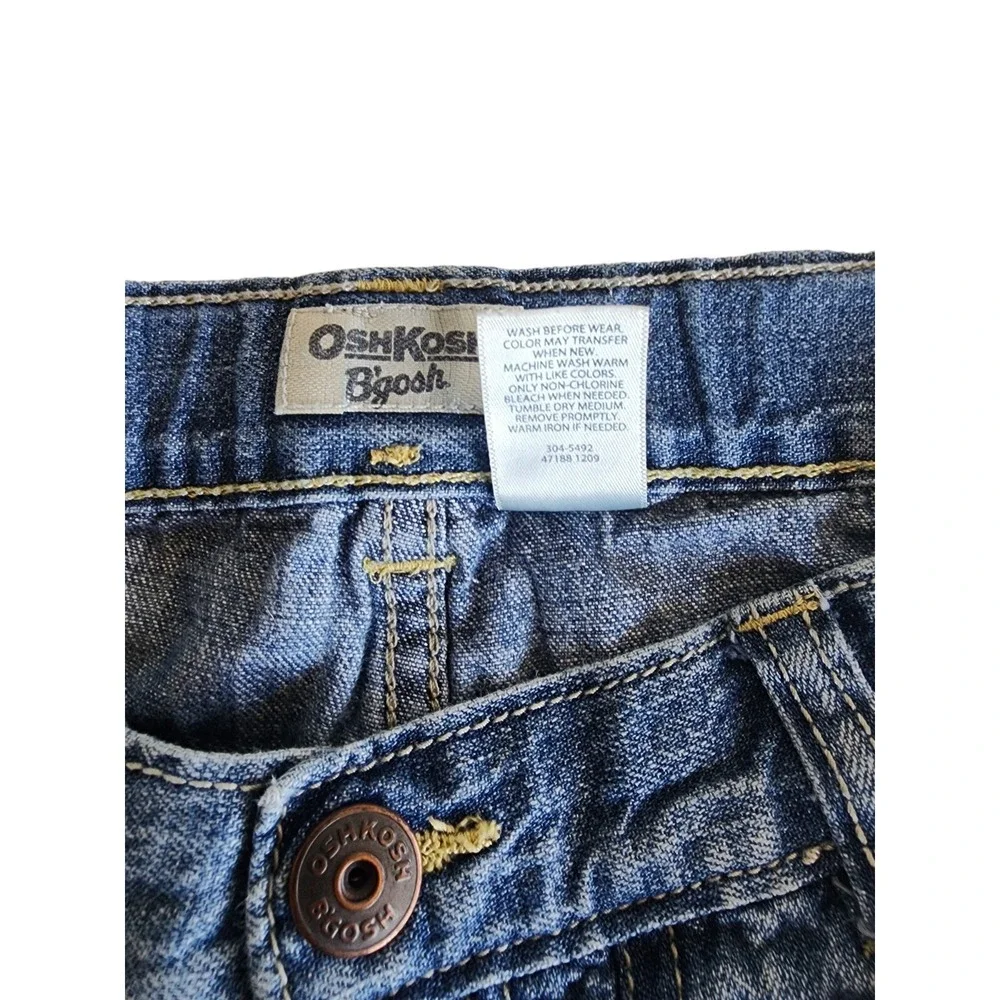 OshKosh Denim Jean Shorts Adustable Elastic Waist‎ Boy's Size 7X