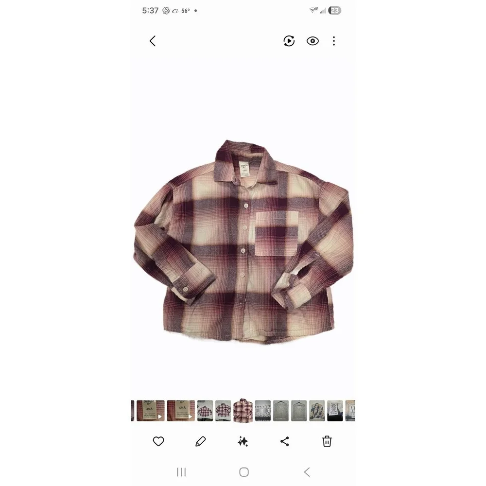 OshKosh Girls 4 Soft Pink‎ Plaid Flanel Button Up 100% Cotton Layer Jacket Warm