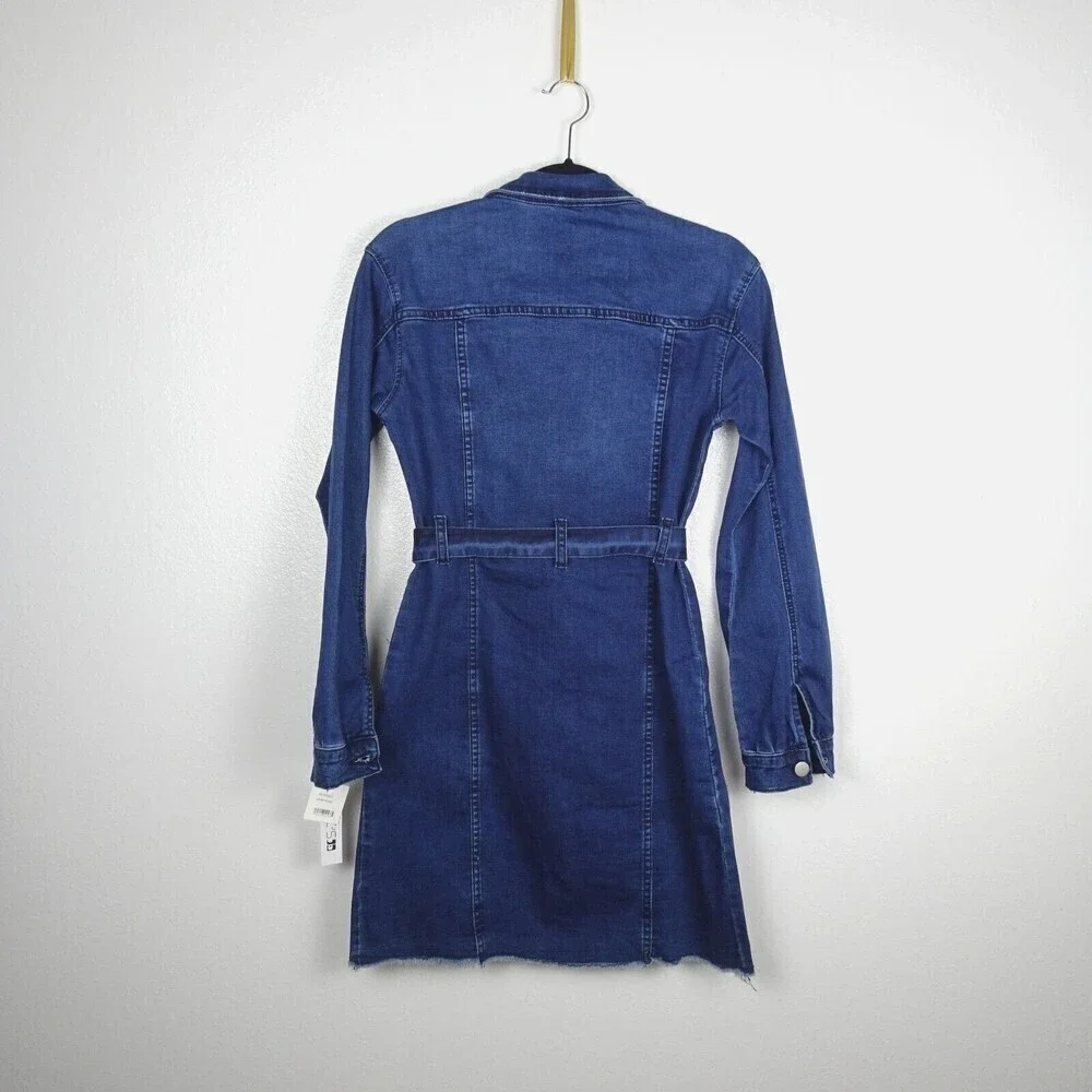 Joe's Jeans Girl's Blake Denim Dress Belted Dark Wash Button Long Sleeves XL/16