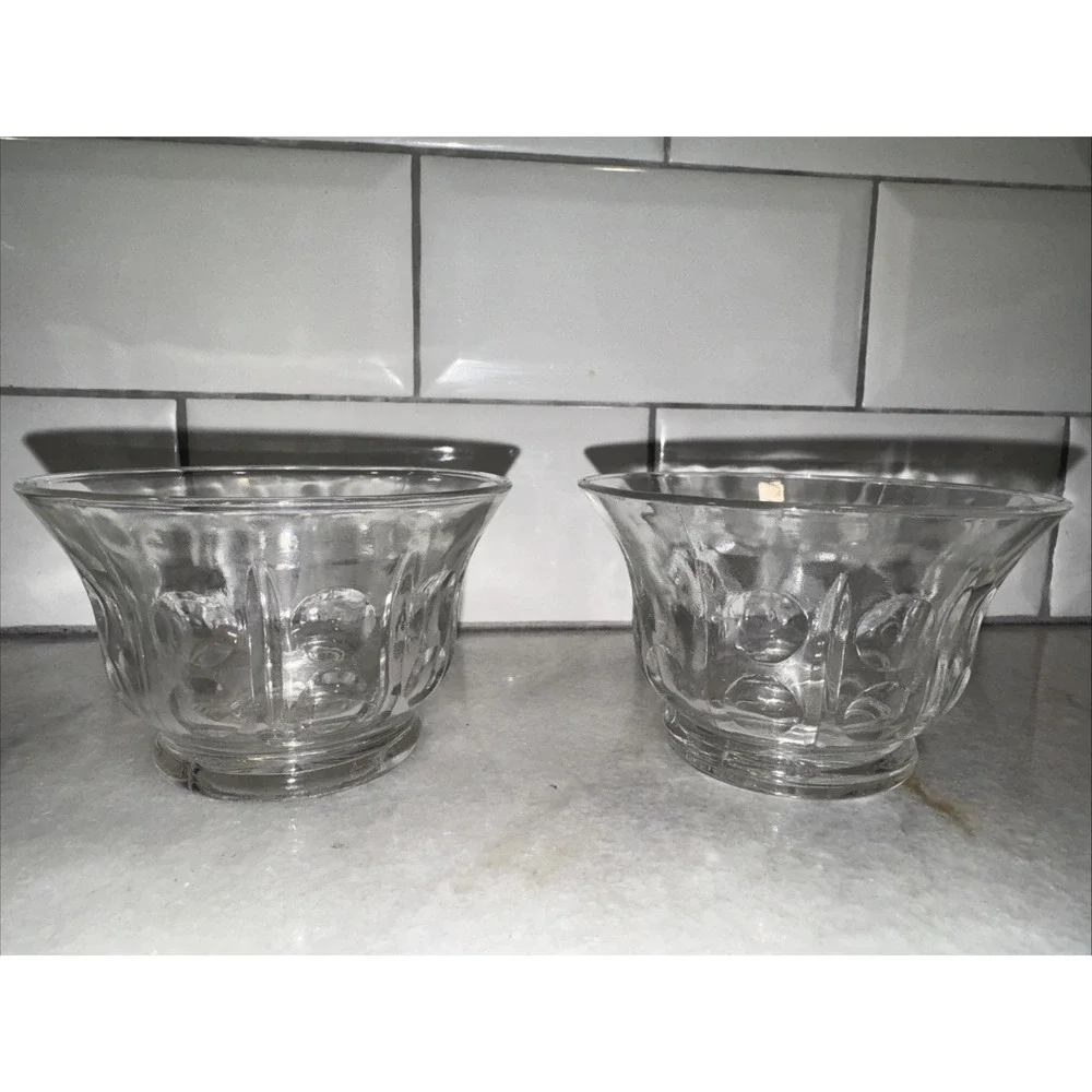 Vintage Clear Glass‎ Flared Sherbet Dish Thumb Dots & Vertical Lines Dansk?