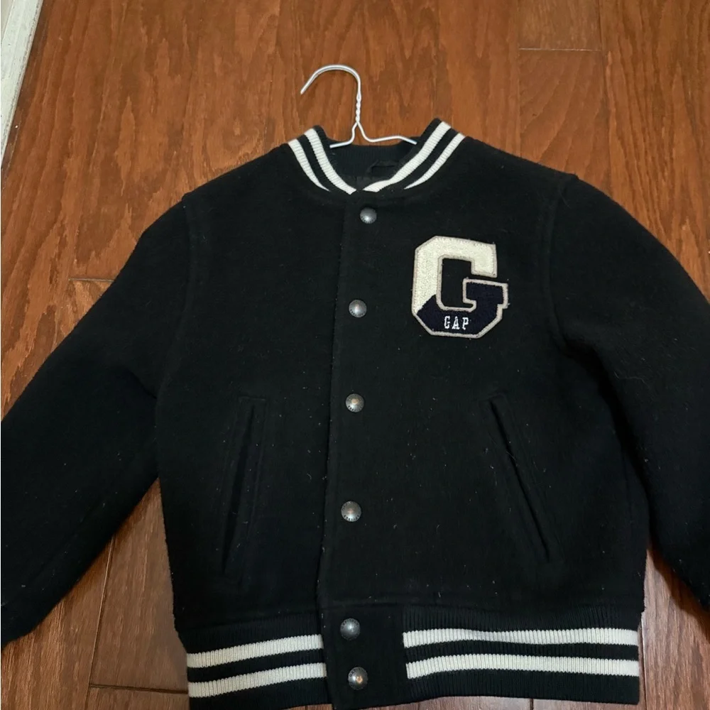 GAP Kids Black and White Varsity Jacket‎