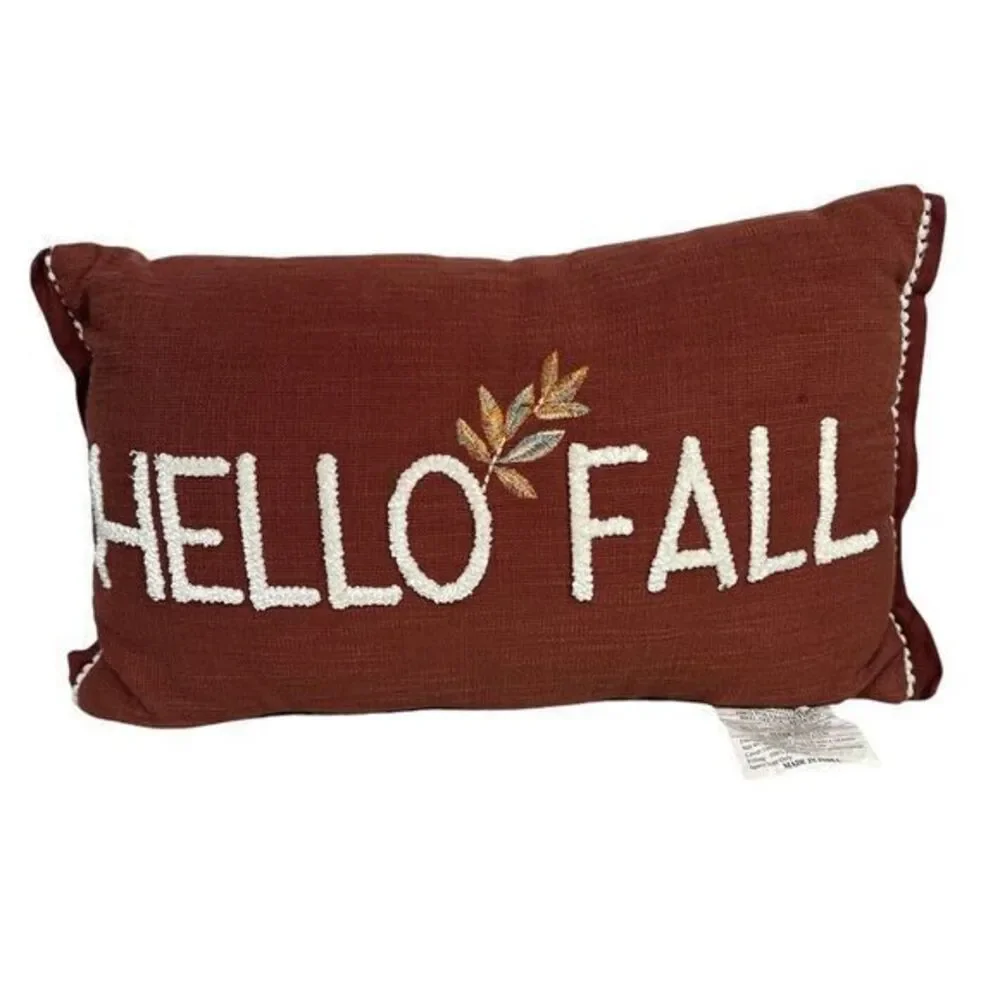 Hello Fall Throw Pillow Orange‎ Embroidery Cushion Rectangle Joann Fabrics