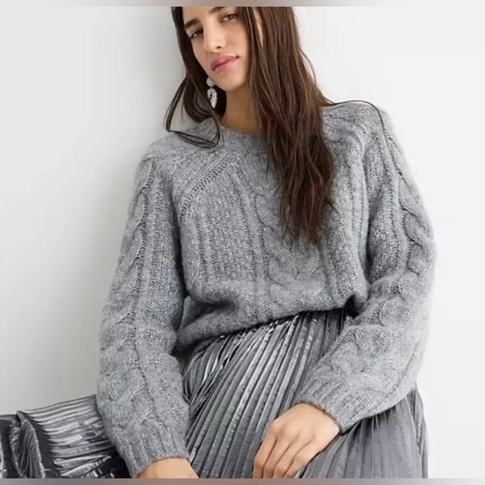 J. Crew | Metallic Cable Knit‎ Sweater Sz L #BM188