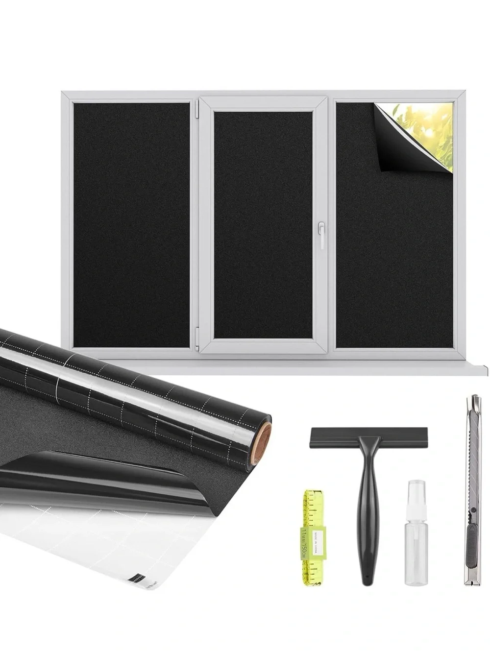 Black Static Cling Window Film Privacy Cover - Unbranded