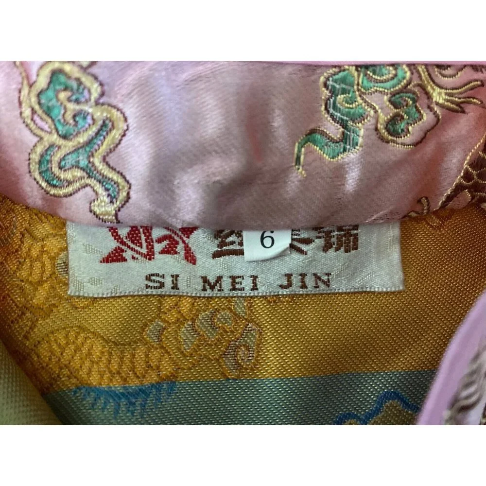 Chinese New Year Qipao Cheongsam Girls Size 6 Pink‎ Dress Party Peonies Costume