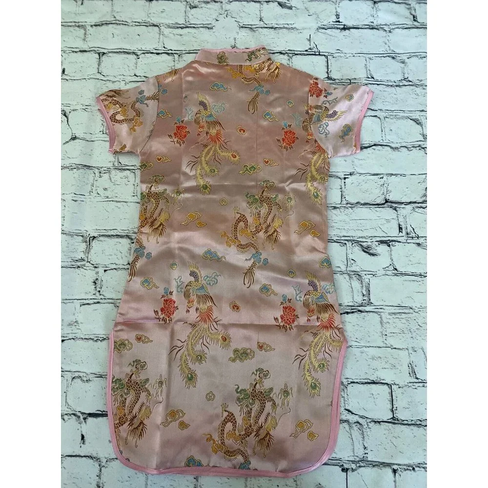 Chinese New Year Qipao Cheongsam Girls Size 6 Pink‎ Dress Party Peonies Costume