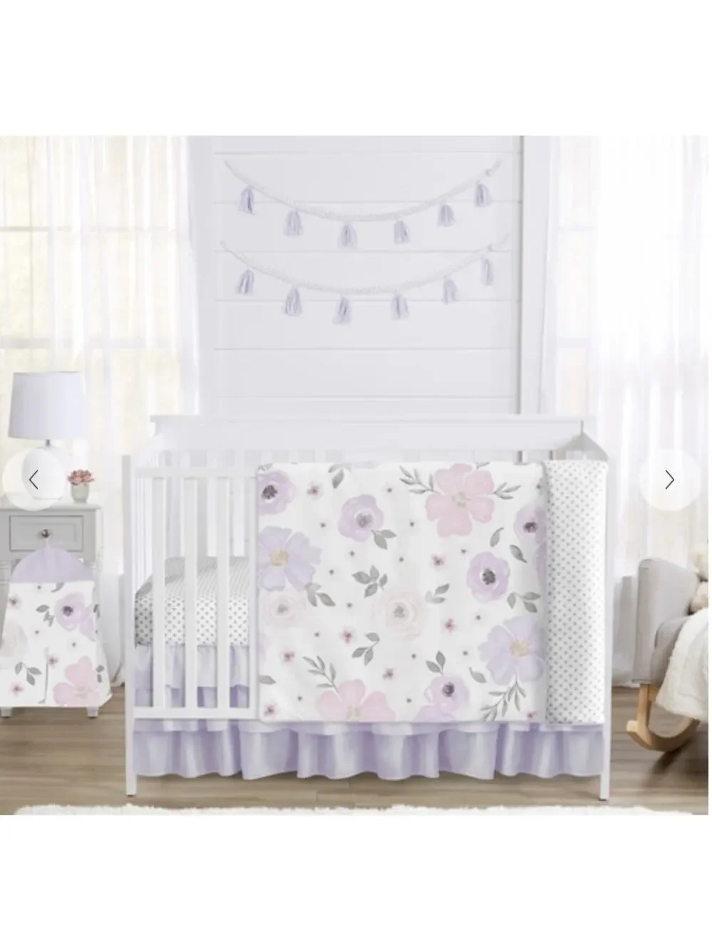 Sweet JoJo Designs Watercolor Floral Lavender Baby Nursery Crib Bedding 4 Piece