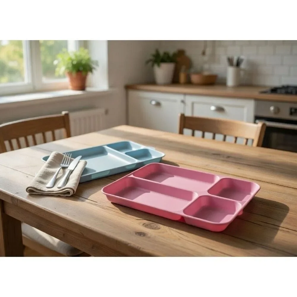 Tupperware Divided Food Lunch Trays Set of 2 Pastel Translucent Colors #1535