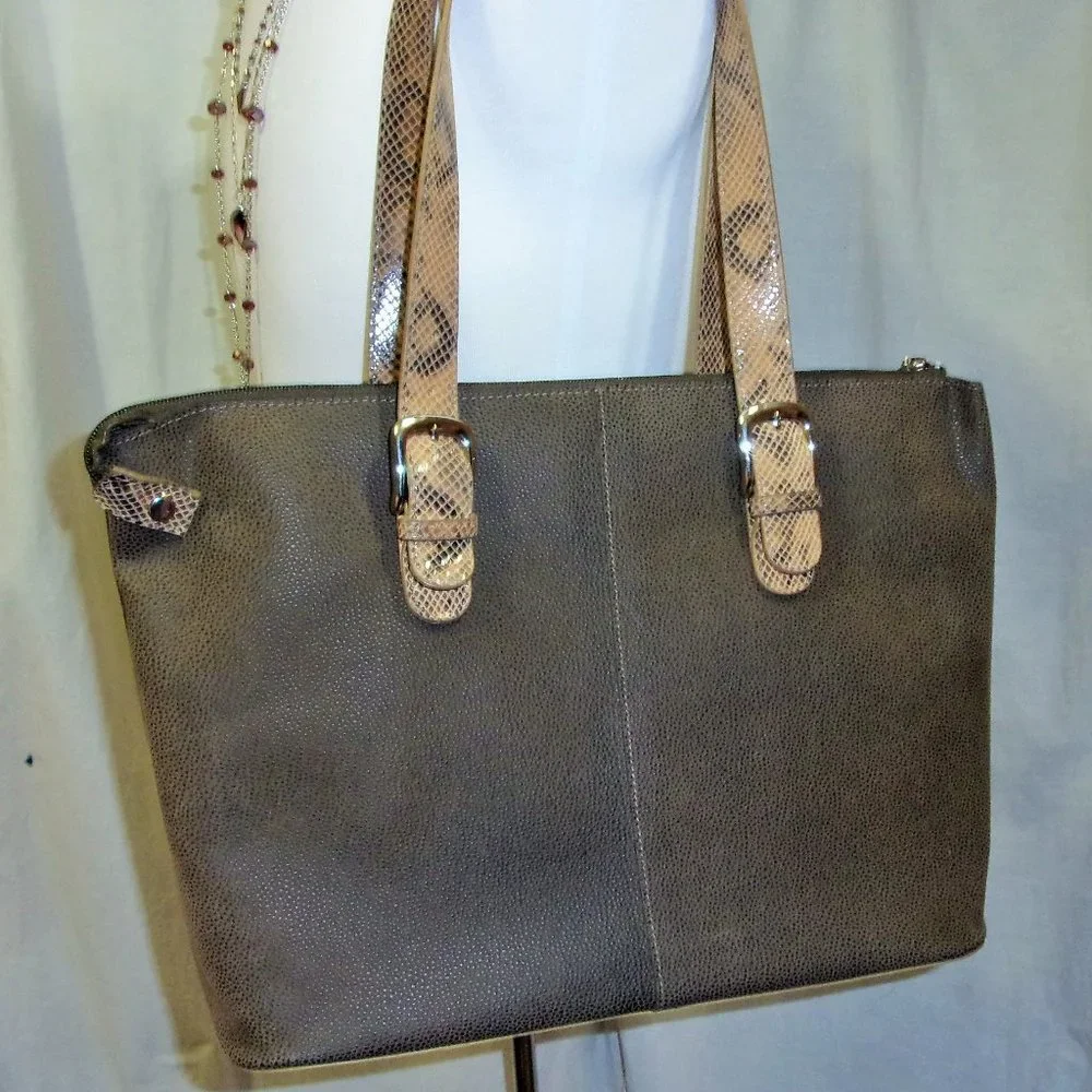 Taupe Brown Computer/Tote Handbag NWOT