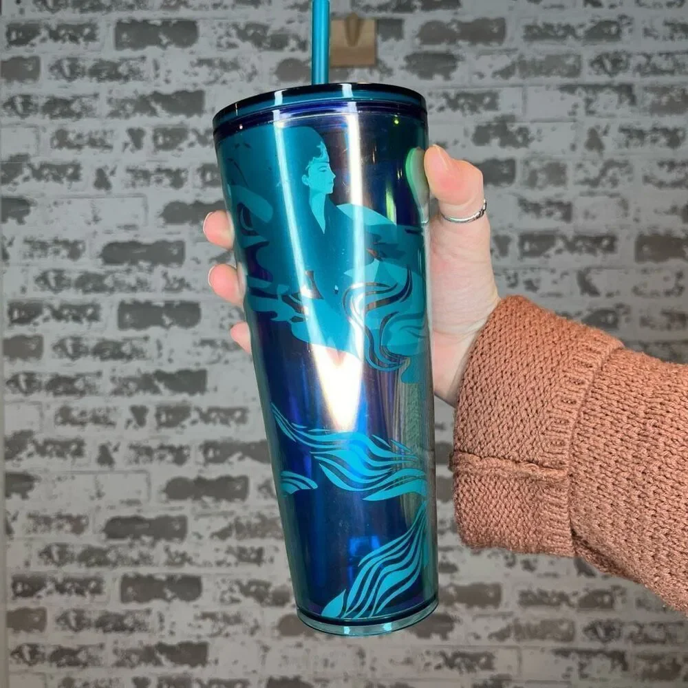 Starbucks | blue travel cup with lid and straw