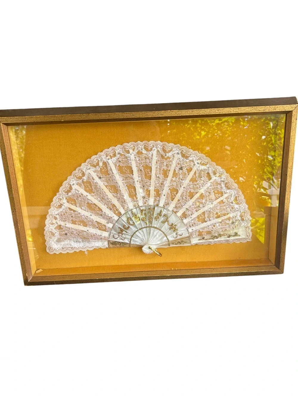 Vintage Framed Lace Hand Fan